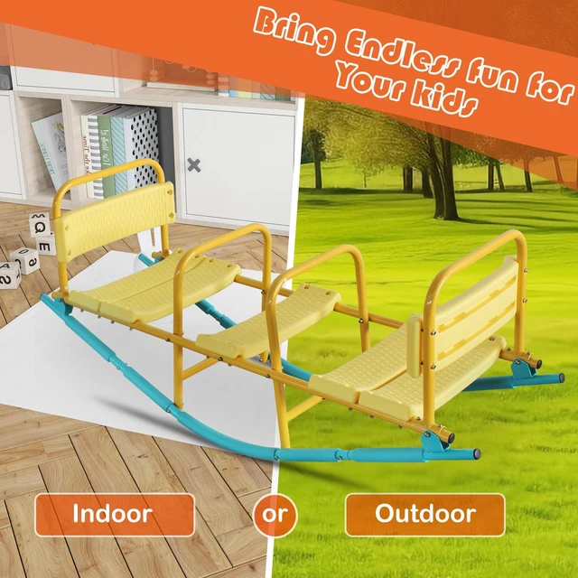 Alt view image 5 of 7 - Kindergarten Children Outdoor Rocking Horse Outdoor Park Playground Equipment Double Triple Seesaw Swinging Fun