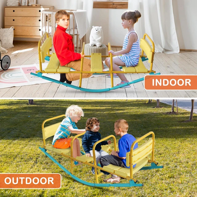 Alt view image 7 of 7 - Kindergarten Children Outdoor Rocking Horse Outdoor Park Playground Equipment Double Triple Seesaw Swinging Fun