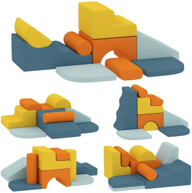 Main image of Climbing Toys for Toddlers, 9 Piece Soft Foam Climbing Blocks Set Indoor Toddler Soft Play Set with Removable Cover