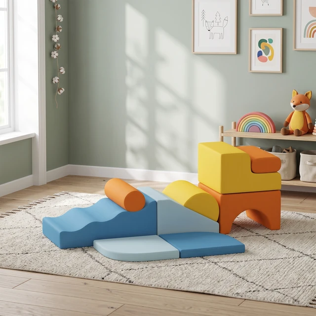 Alt view image 2 of 7 - Climbing Toys for Toddlers, 9 Piece Soft Foam Climbing Blocks Set Indoor Toddler Soft Play Set with Removable Cover