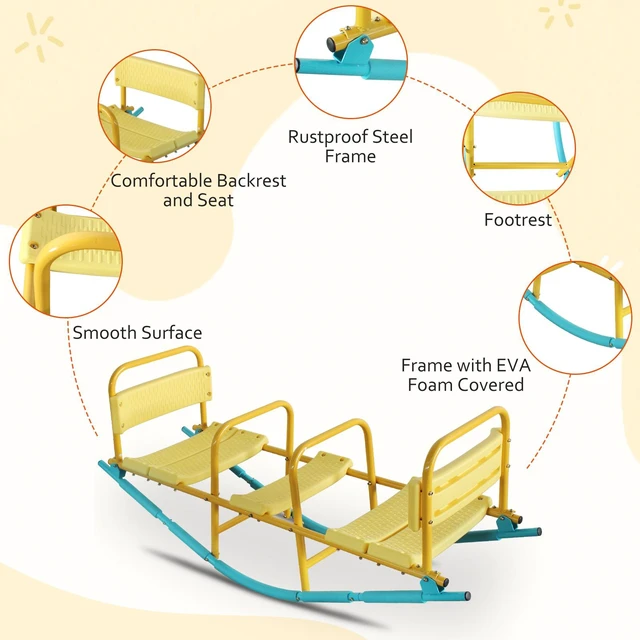 Alt view image 4 of 7 - Kindergarten Children Outdoor Rocking Horse Outdoor Park Playground Equipment Double Triple Seesaw Swinging Fun
