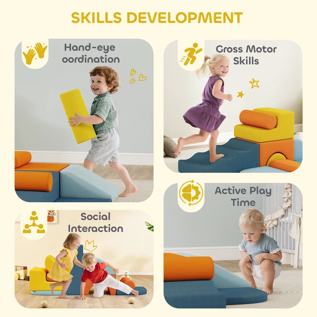 Alt view image 3 of 7 - Climbing Toys for Toddlers, 9 Piece Soft Foam Climbing Blocks Set Indoor Toddler Soft Play Set with Removable Cover