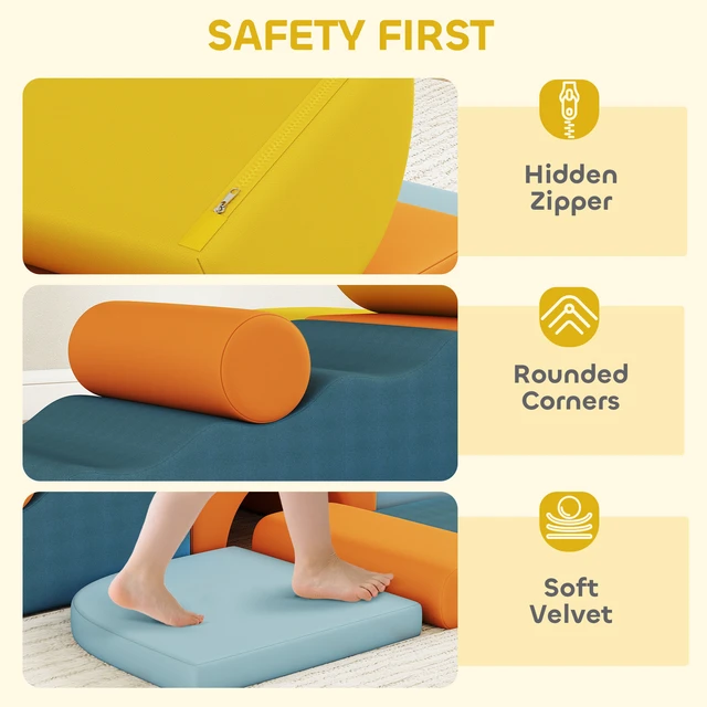 Alt view image 4 of 7 - Climbing Toys for Toddlers, 9 Piece Soft Foam Climbing Blocks Set Indoor Toddler Soft Play Set with Removable Cover