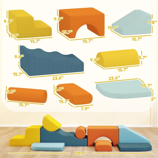 Alt view image 7 of 7 - Climbing Toys for Toddlers, 9 Piece Soft Foam Climbing Blocks Set Indoor Toddler Soft Play Set with Removable Cover