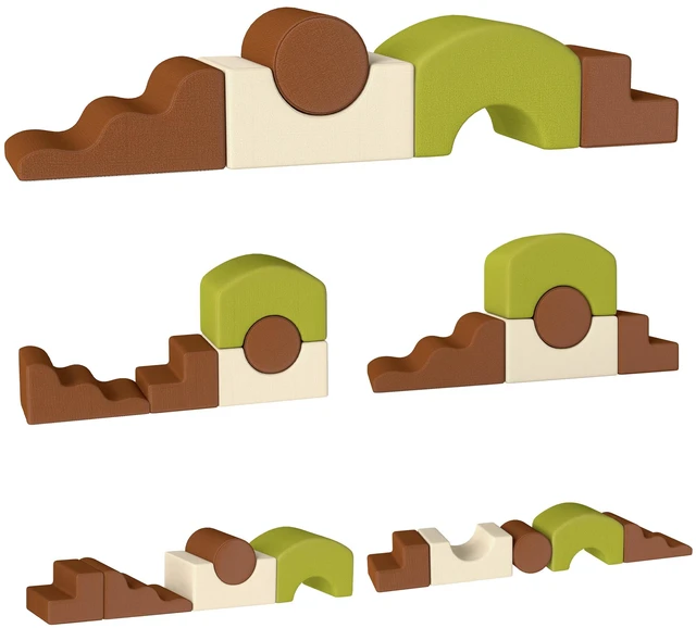 Main image of Foam Climbing Blocks, 5 Piece Toddlers Climbing Toys with Corduroy Fabric Non-Slip Bottom Removable Washable Cover