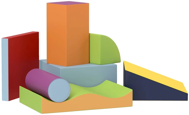 Main image of 7 Piece Leather Soft Play Climbing for Toddlers, Baby Colorful Soft Play Gym Toys Indoor Modular Crawling and Climbing