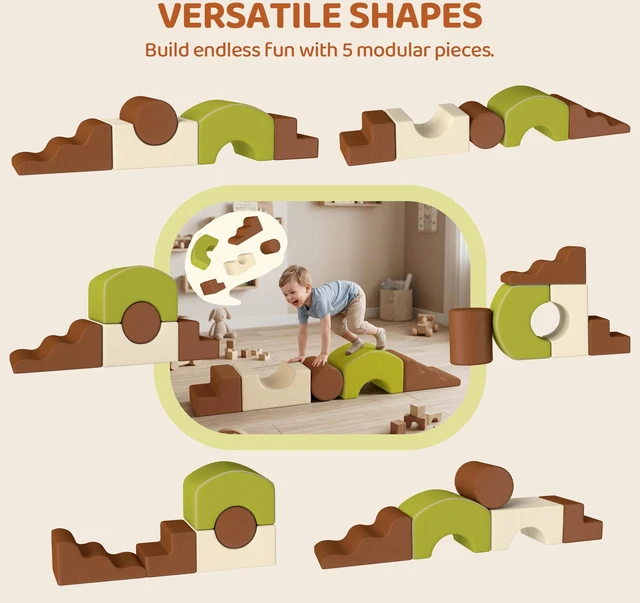 Alt view image 6 of 7 - Foam Climbing Blocks, 5 Piece Toddlers Climbing Toys with Corduroy Fabric Non-Slip Bottom Removable Washable Cover