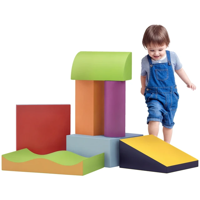 Alt view image 4 of 7 - 7 Piece Leather Soft Play Climbing for Toddlers, Baby Colorful Soft Play Gym Toys Indoor Modular Crawling and Climbing