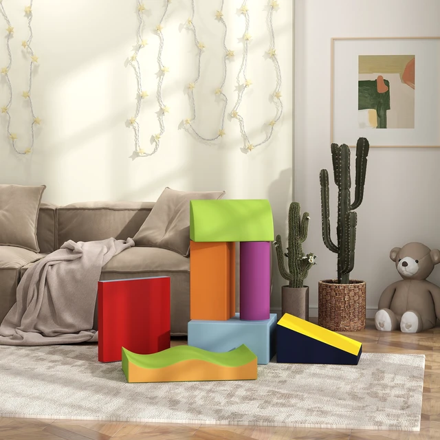 Alt view image 6 of 7 - 7 Piece Leather Soft Play Climbing for Toddlers, Baby Colorful Soft Play Gym Toys Indoor Modular Crawling and Climbing