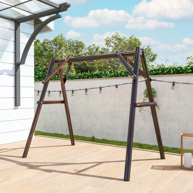 Alt view image 3 of 7 - 660 LBS Swing Frame, Heavy Duty Frame Wooden Swing Stand for DIY Painting Freestanding Hanging Chair Stand Only
