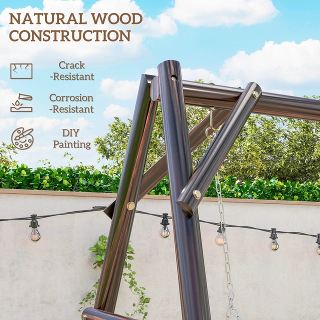 Alt view image 4 of 7 - 660 LBS Swing Frame, Heavy Duty Frame Wooden Swing Stand for DIY Painting Freestanding Hanging Chair Stand Only