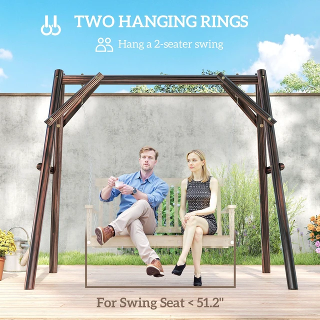 Alt view image 5 of 7 - 660 LBS Swing Frame, Heavy Duty Frame Wooden Swing Stand for DIY Painting Freestanding Hanging Chair Stand Only
