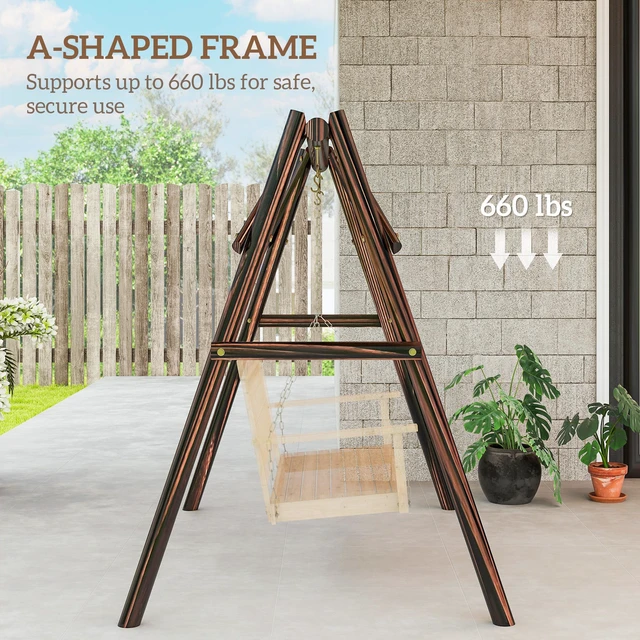 Alt view image 6 of 7 - 660 LBS Swing Frame, Heavy Duty Frame Wooden Swing Stand for DIY Painting Freestanding Hanging Chair Stand Only