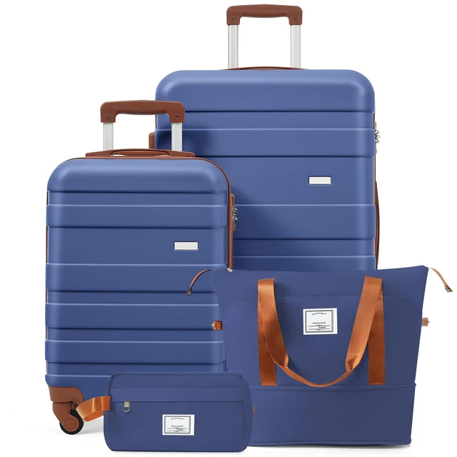 Main image of 4 Piece Luggage Set 20 in Carry, 28 in Checked Suitcase with TSA Lock Travel Duffel Bag Wet Dry Toiletry Bag, Navy