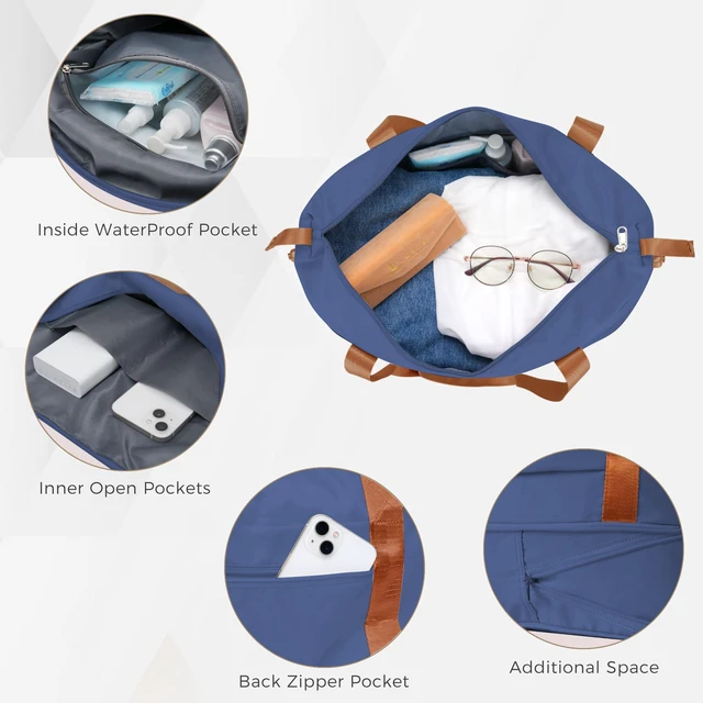 Alt view image 4 of 7 - 4 Piece Luggage Set 20 in Carry, 28 in Checked Suitcase with TSA Lock Travel Duffel Bag Wet Dry Toiletry Bag, Navy