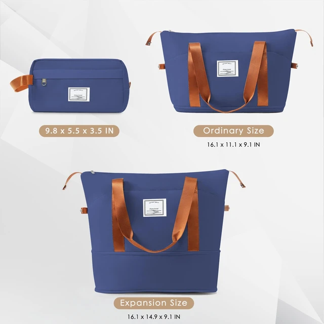 Alt view image 5 of 7 - 4 Piece Luggage Set 20 in Carry, 28 in Checked Suitcase with TSA Lock Travel Duffel Bag Wet Dry Toiletry Bag, Navy