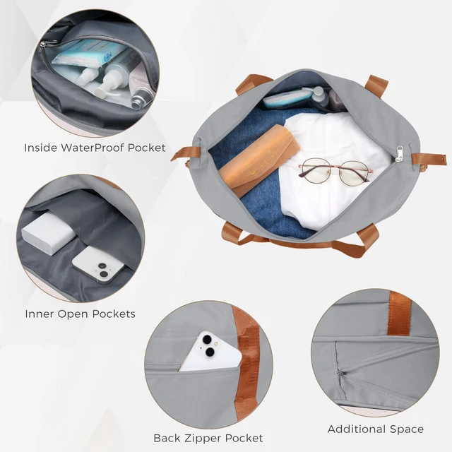 Alt view image 5 of 7 - 4 Piece Luggage Set 20 in Carry, 28 in Checked Suitcase with TSA Lock Travel Duffel Bag Wet Dry Toiletry Bag, Grey