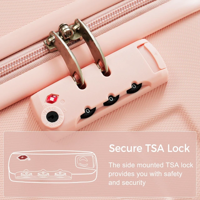 Alt view image 2 of 7 - 4 Piece Luggage Set 20 in Carry, 28 in Checked Suitcase with TSA Lock Travel Duffel Bag Wet Dry Toiletry Bag, Pink