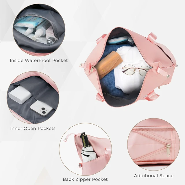 Alt view image 5 of 7 - 4 Piece Luggage Set 20 in Carry, 28 in Checked Suitcase with TSA Lock Travel Duffel Bag Wet Dry Toiletry Bag, Pink