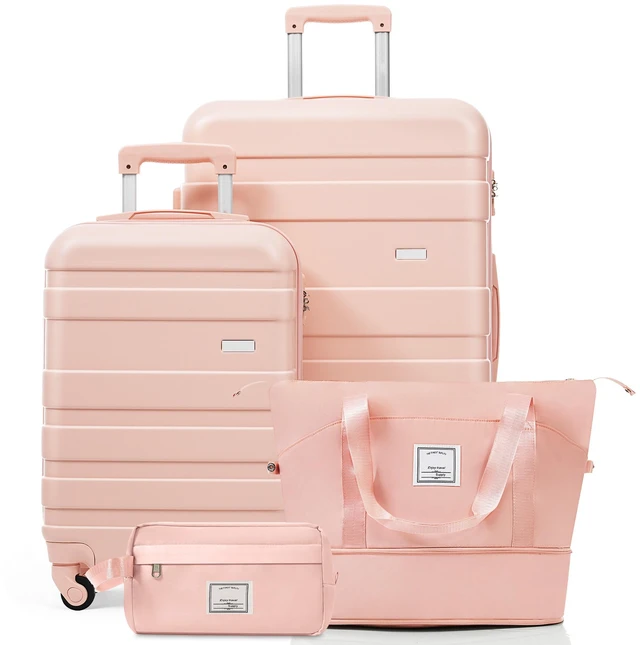 Main image of 4 Piece Luggage Set 20 in Carry, 28 in Checked Suitcase with TSA Lock Travel Duffel Bag Wet Dry Toiletry Bag, Pink