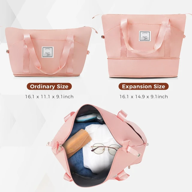 Alt view image 6 of 7 - 4 Piece Luggage Set 20 in Carry, 28 in Checked Suitcase with TSA Lock Travel Duffel Bag Wet Dry Toiletry Bag, Pink