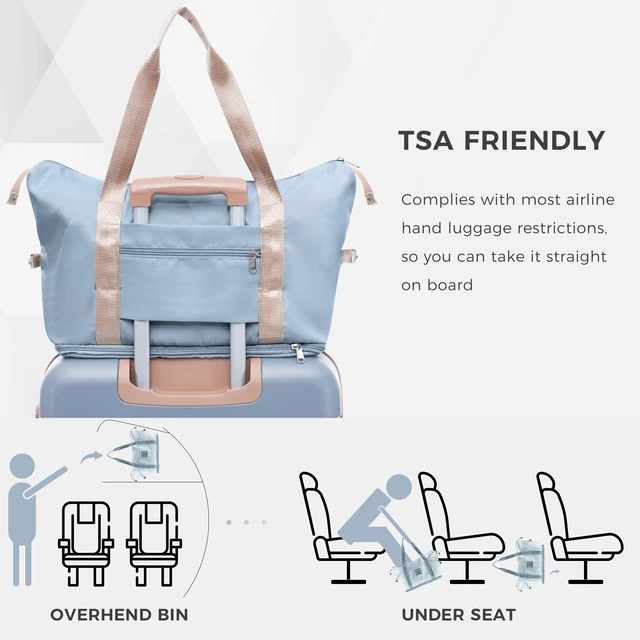 Alt view image 6 of 7 - 3 Piece Luggage Set 20 in Suitcase with TSA Lock Travel Duffel Bag Wet Dry Toiletry Bag, Light Blue, ABS, Hard Case