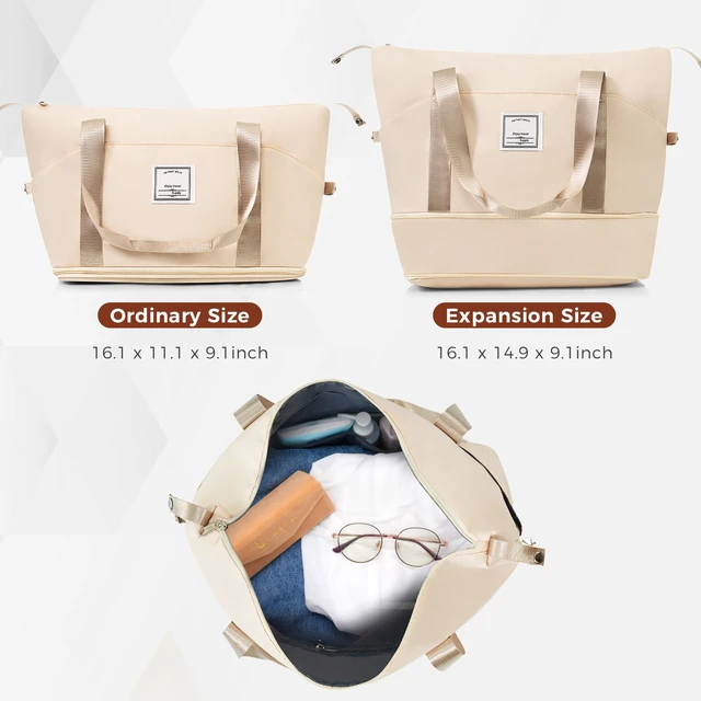 Alt view image 4 of 7 - 3 Piece Luggage Set 20 in Suitcase with TSA Lock Travel Duffel Bag Wet Dry Toiletry Bag, and, Ivory Gold, ABS, Hard