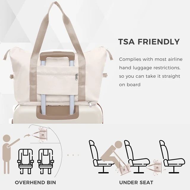 Alt view image 6 of 7 - 3 Piece Luggage Set 20 in Suitcase with TSA Lock Travel Duffel Bag Wet Dry Toiletry Bag, and, Ivory Gold, ABS, Hard