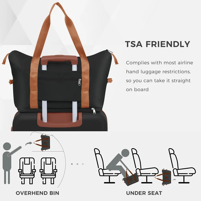 Alt view image 3 of 7 - 3 Piece Luggage Set 20 in Suitcase with TSA Lock Travel Duffel Bag Wet Dry Toiletry Bag, Black, ABS, Hard Case Luggage