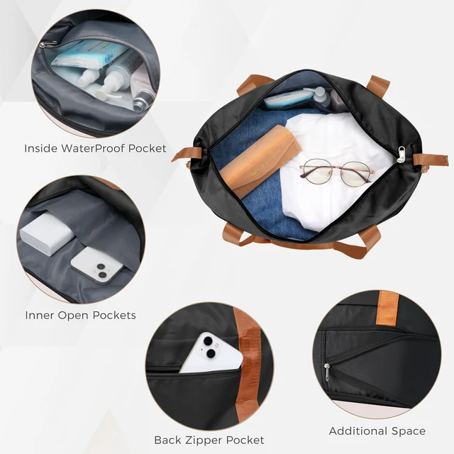 Alt view image 7 of 7 - 3 Piece Luggage Set 20 in Suitcase with TSA Lock Travel Duffel Bag Wet Dry Toiletry Bag, Black, ABS, Hard Case Luggage
