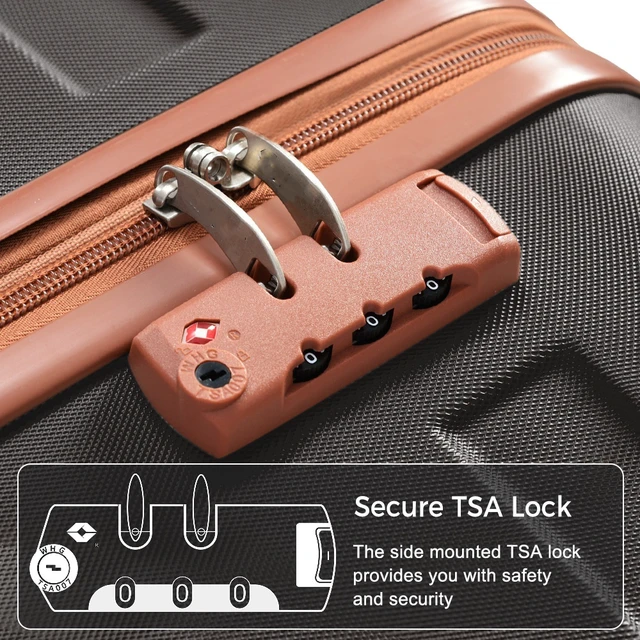 Alt view image 5 of 7 - 3 Piece Luggage Set 20 in Suitcase with TSA Lock Travel Duffel Bag Wet Dry Toiletry Bag, Black, ABS, Hard Case Luggage