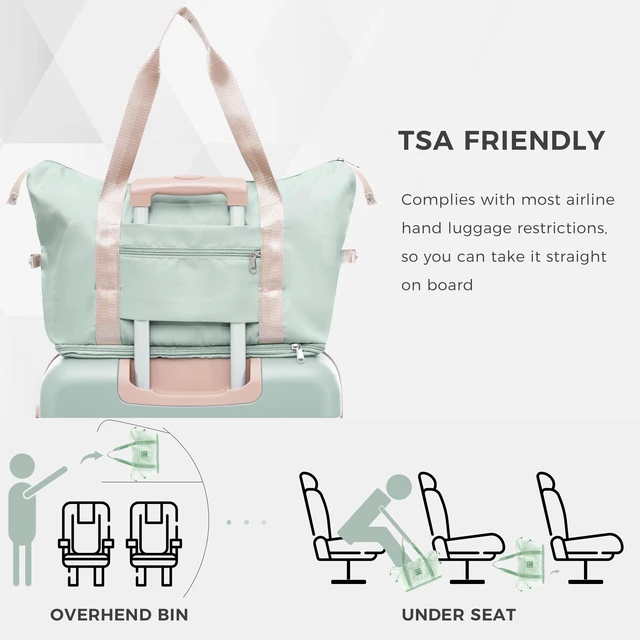 Alt view image 6 of 6 - 3 Piece Luggage Set 20 in Suitcase with TSA Lock Travel Duffel Bag Wet Dry Toiletry Bag, Grey Green, ABS, Hard Case