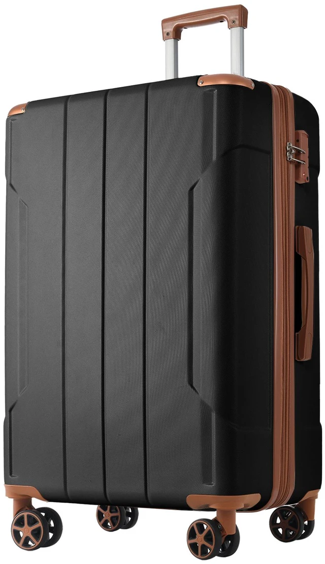 Main image of Hardshell Luggage, Lightweight ABS Suitcases with Double Wheels Expandable 28 Inch Checked Luggage, Black Brown, ABS