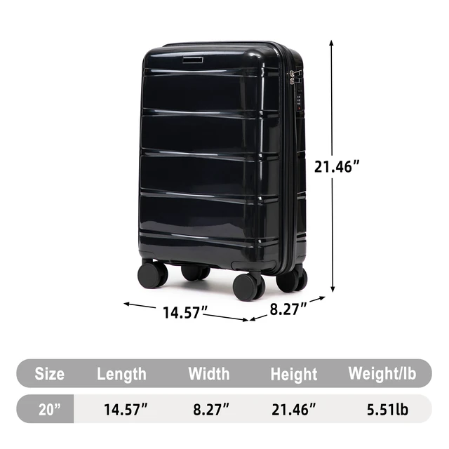 Alt view image 2 of 7 - 20 Inch Carry Suitcase with Iron Telescopic Handle, Spinner Wheels and Combination Lock Lightweight Short Travel