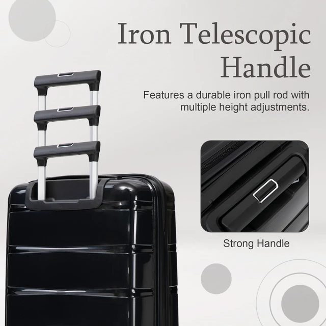 Alt view image 5 of 7 - 20 Inch Carry Suitcase with Iron Telescopic Handle, Spinner Wheels and Combination Lock Lightweight Short Travel