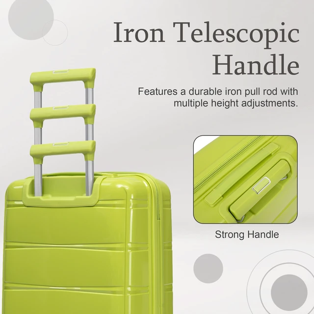 Alt view image 5 of 7 - 20 Inch Carry Suitcase with Iron Telescopic Handle, Spinner Wheels and Combination Lock Lightweight Short Travel