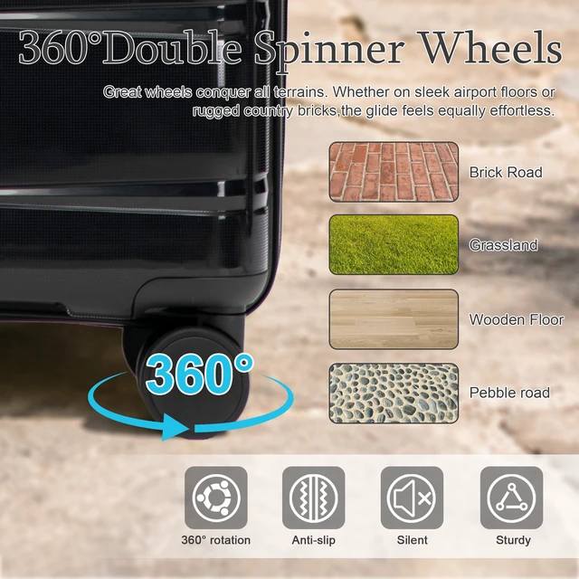 Alt view image 7 of 7 - 20 Inch Carry Suitcase with Iron Telescopic Handle, Spinner Wheels and Combination Lock Lightweight Short Travel