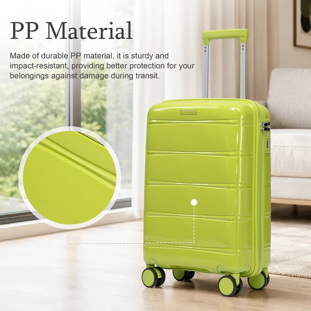 Alt view image 4 of 7 - 20 Inch Carry Suitcase with Iron Telescopic Handle, Spinner Wheels and Combination Lock Lightweight Short Travel