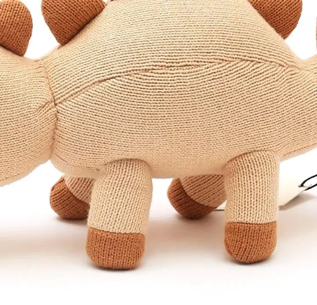 Alt view image 2 of 4 - Knitted Stuffed Dinosaur Soft Toy, Peach, Cotton, Soft Play