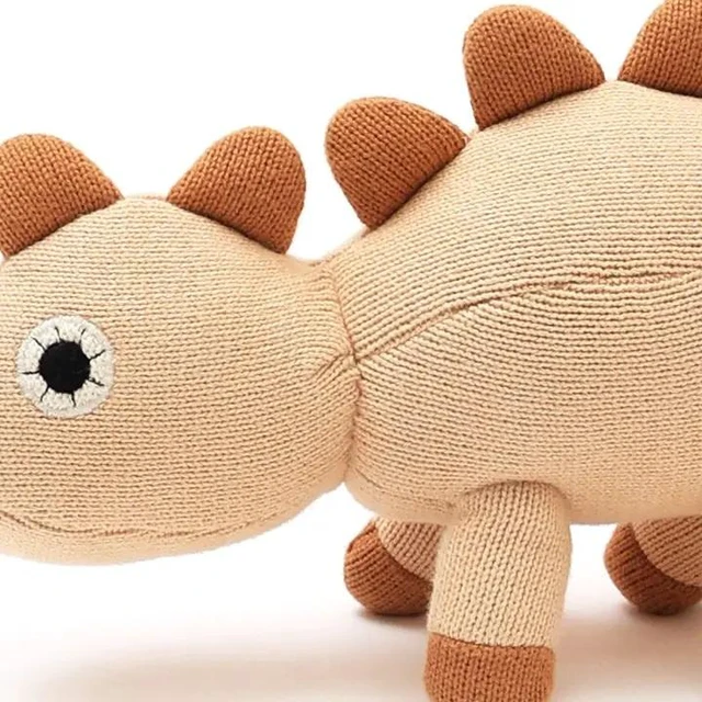 Alt view image 3 of 4 - Knitted Stuffed Dinosaur Soft Toy, Peach, Cotton, Soft Play