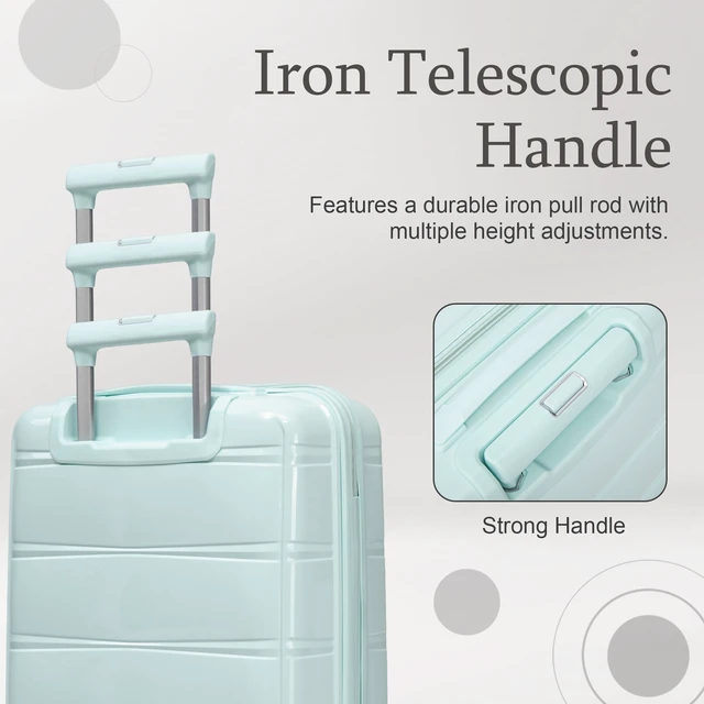 Alt view image 5 of 7 - 20 Inch Carry Suitcase with Iron Telescopic Handle, Spinner Wheels and Combination Lock Lightweight Short Travel