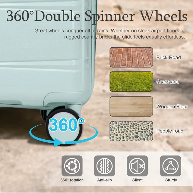 Alt view image 7 of 7 - 20 Inch Carry Suitcase with Iron Telescopic Handle, Spinner Wheels and Combination Lock Lightweight Short Travel