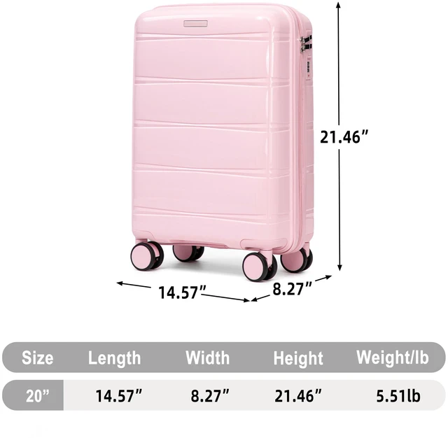 Alt view image 2 of 7 - 20 Inch Carry Suitcase with Iron Telescopic Handle, Spinner Wheels and Combination Lock Lightweight Short Travel