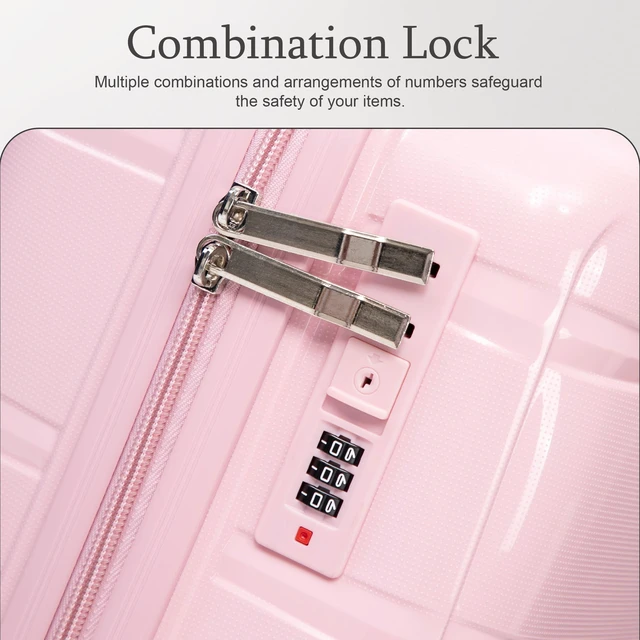 Alt view image 6 of 7 - 20 Inch Carry Suitcase with Iron Telescopic Handle, Spinner Wheels and Combination Lock Lightweight Short Travel