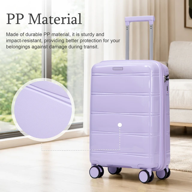 Alt view image 4 of 7 - 20 Inch Carry Suitcase with Iron Telescopic Handle, Spinner Wheels and Combination Lock Lightweight Short Travel