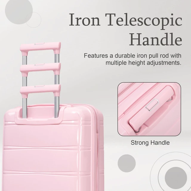 Alt view image 5 of 7 - 20 Inch Carry Suitcase with Iron Telescopic Handle, Spinner Wheels and Combination Lock Lightweight Short Travel