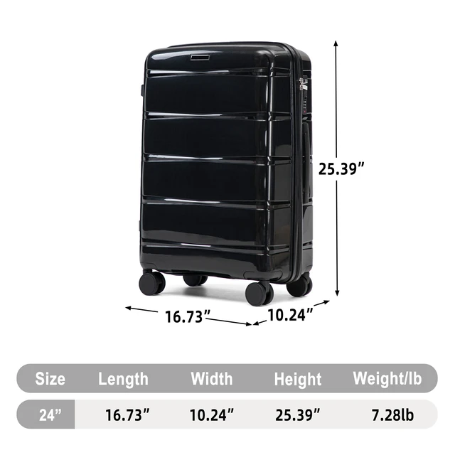 Alt view image 2 of 7 - 24 Inch Suitcase with Side Hook and Side Handle, Iron Telescopic Handle Spinner Wheels and Combination Lock Hard Shell