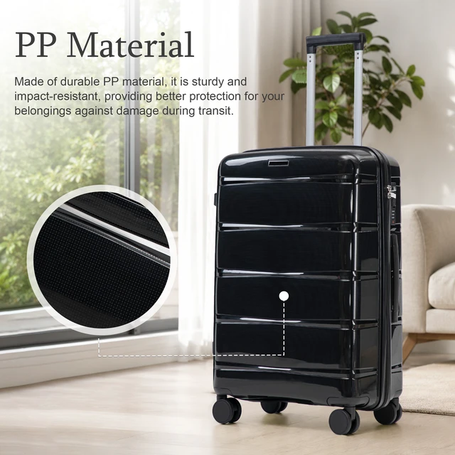 Alt view image 4 of 7 - 24 Inch Suitcase with Side Hook and Side Handle, Iron Telescopic Handle Spinner Wheels and Combination Lock Hard Shell