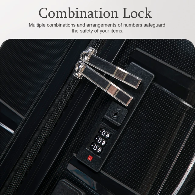Alt view image 7 of 7 - 24 Inch Suitcase with Side Hook and Side Handle, Iron Telescopic Handle Spinner Wheels and Combination Lock Hard Shell