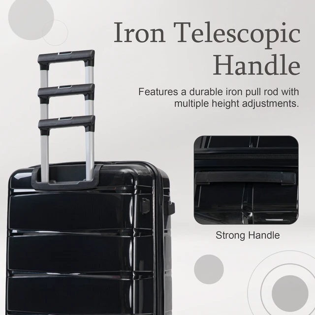 Alt view image 5 of 7 - 24 Inch Suitcase with Side Hook and Side Handle, Iron Telescopic Handle Spinner Wheels and Combination Lock Hard Shell
